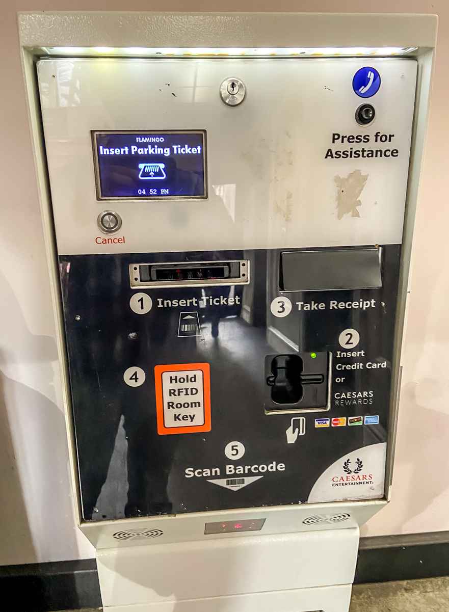 Flamingo Las Vegas Parking Fees in 2023 + Free Parking Nearby 3 flamingo parking payment kiosk