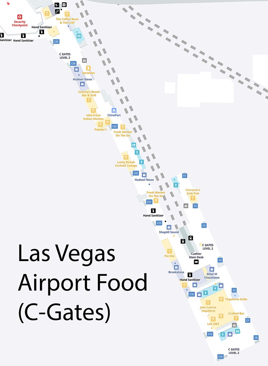 Map showing Las Vegas airport food gate c