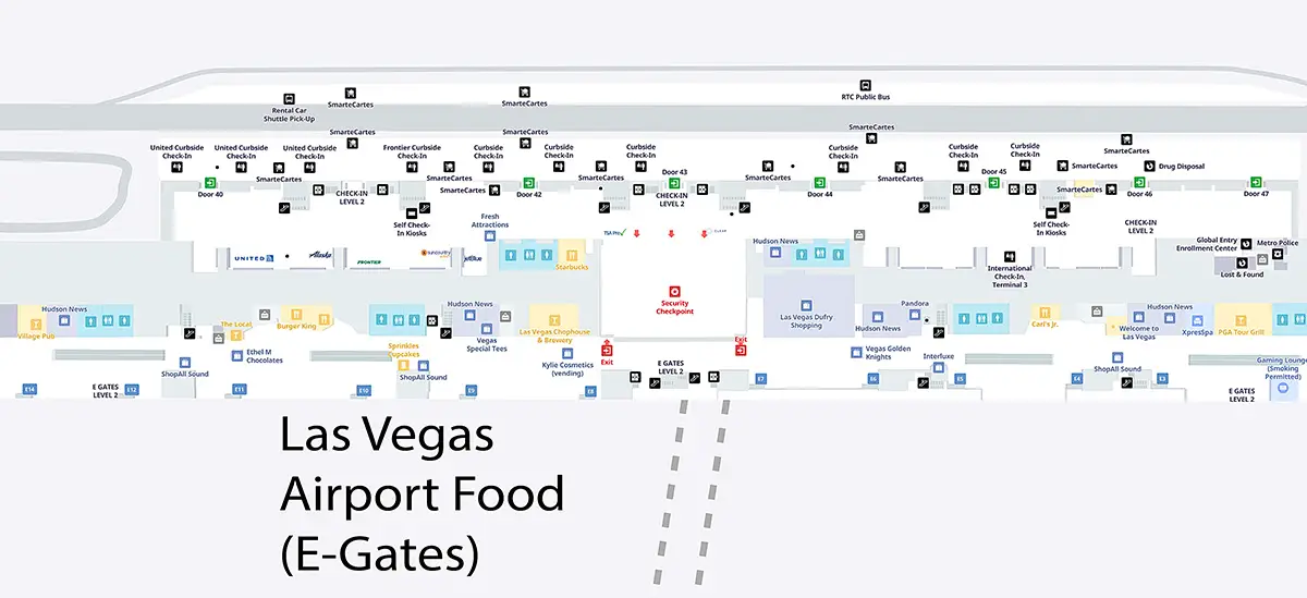 Las Vegas Airport Food (Where to Eat at LAS) 8 Map of Las Vegas airport food gate e
