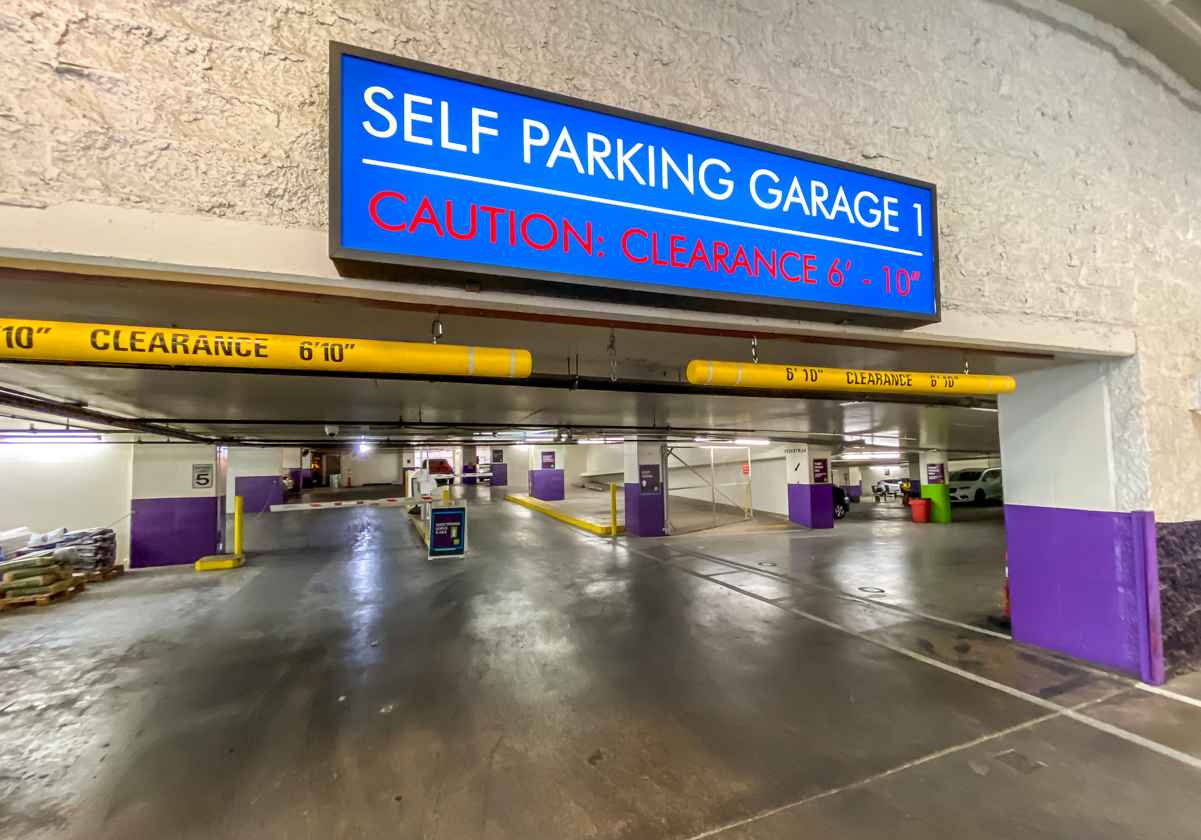 The LINQ self-parking garage entrance