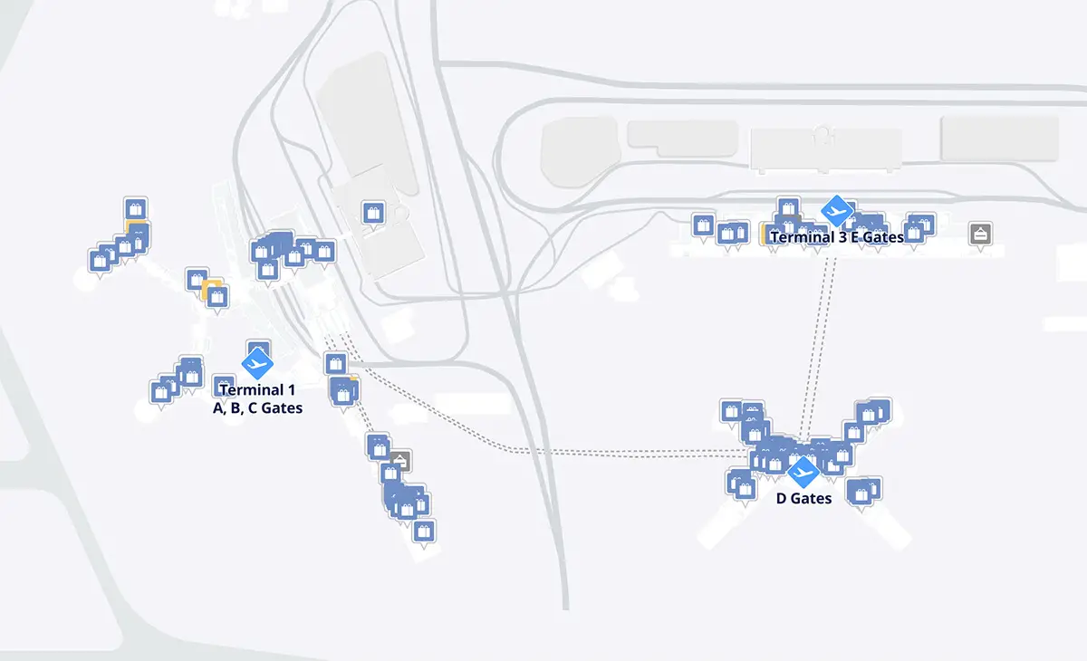 Map of stores in Las Vegas airport