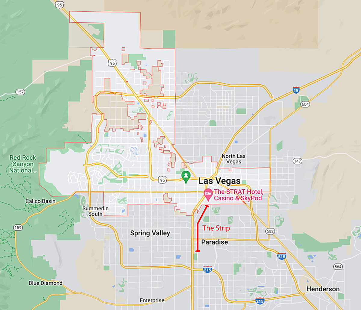 Las Vegas Valley: Where is the Strip in Las Vegas map