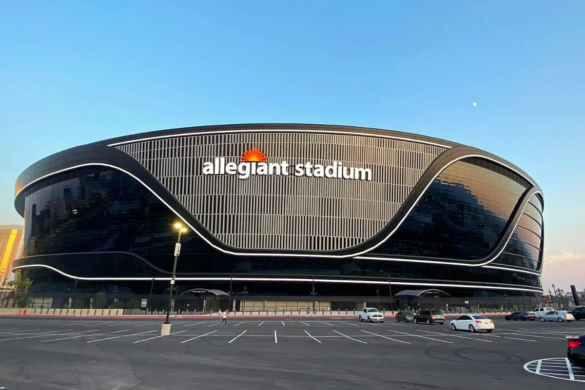 Allegiant Stadium is about a half a mile north of the Las Vegas A's stadium site.