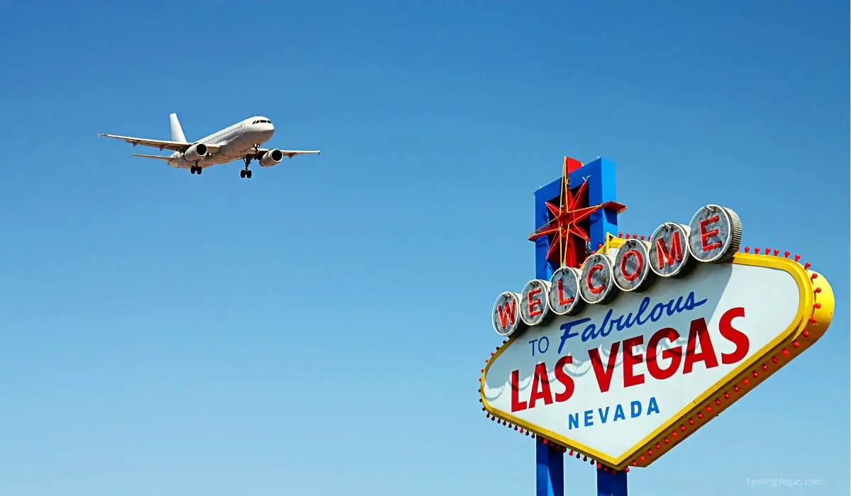 Airplane and Las Vegas sign - What to do Las Vegas airport
