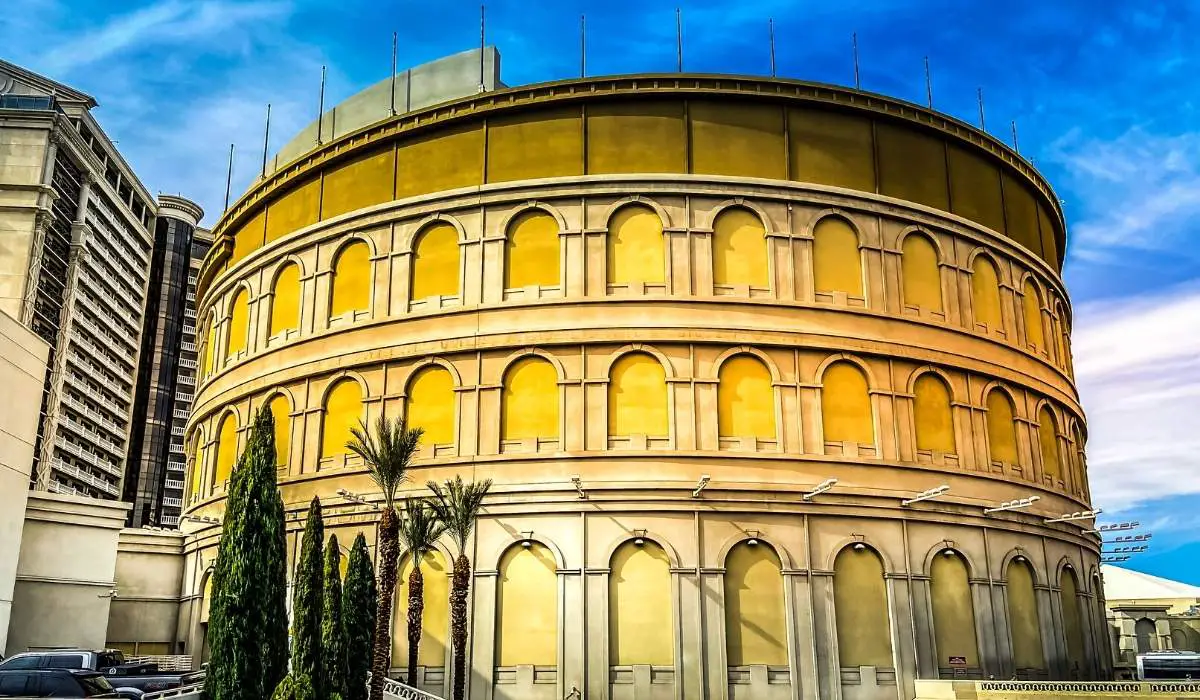 The Colosseum at Caesars Palace Las Vegas is designed to look like the Colosseum in Rome, Italy