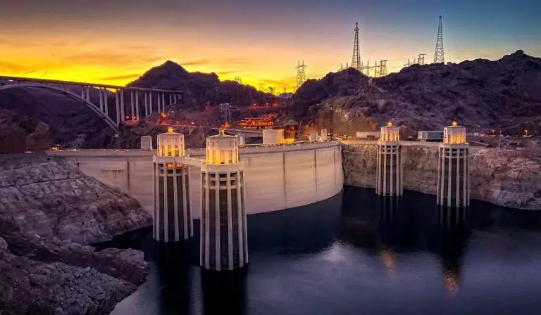 Hoover Dam at sunset near Las Vegas