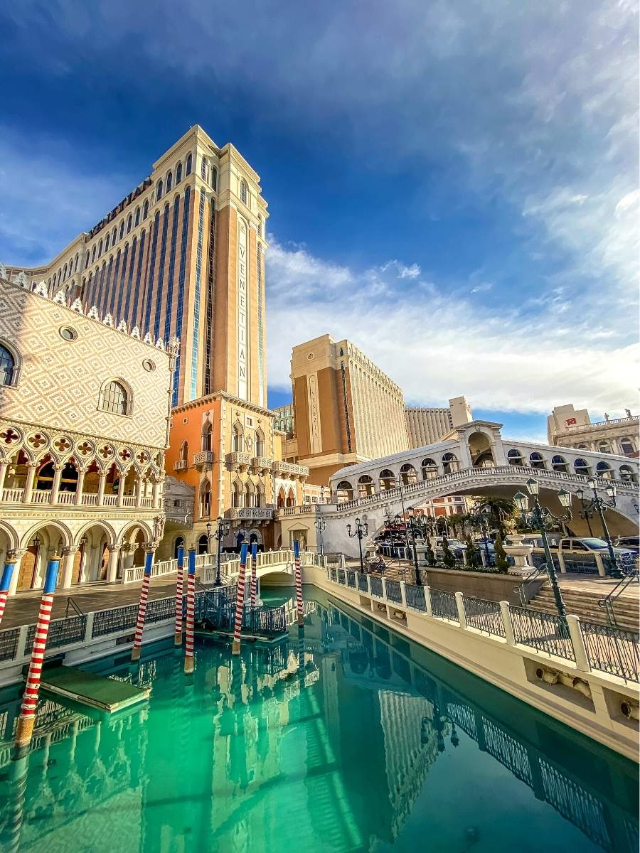 Duplicate of Venice's Rialto Bridge can be found next to the outdoor canals at The Venetian Las Vegas