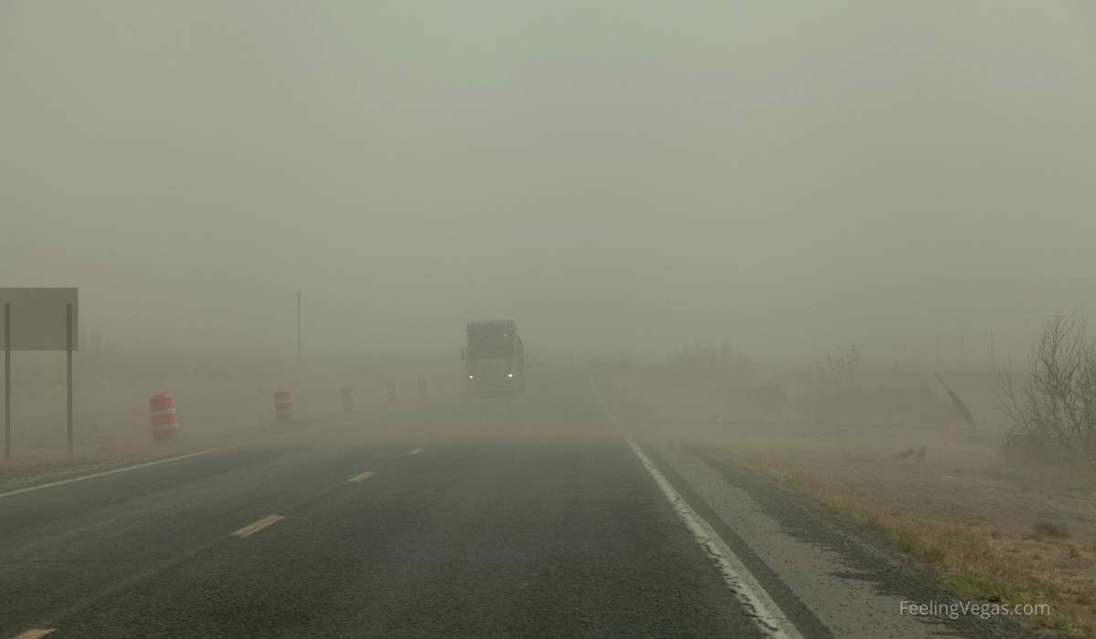 dust storm on highway