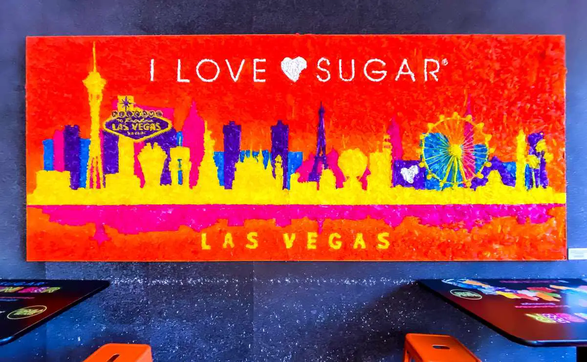 I Love Sugar Las Vegas (Candy Martini Bar) - Menu, Prices & Hours 12 gummy bear mural at candy martini bar