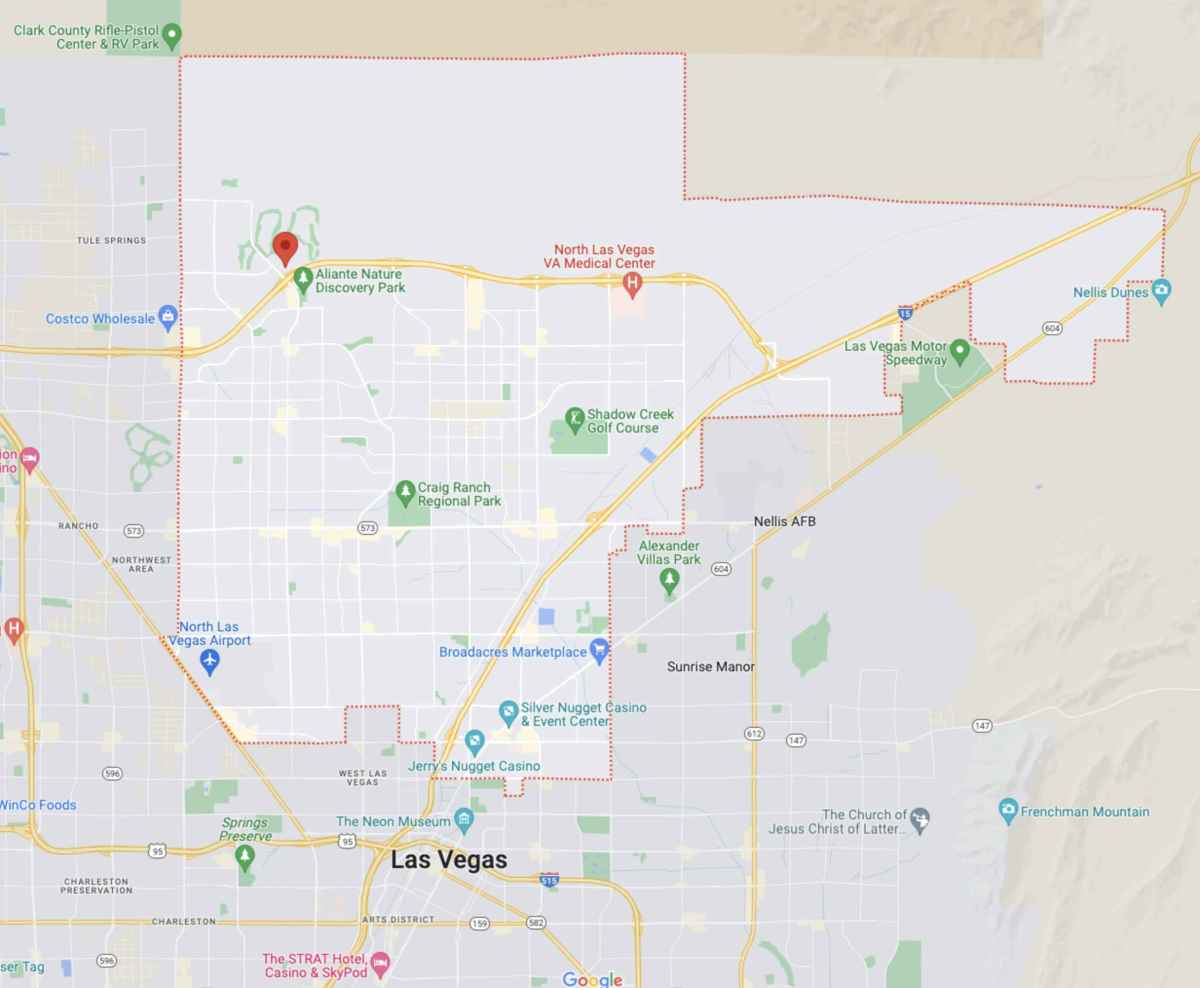 Map showing city of North Las Vegas