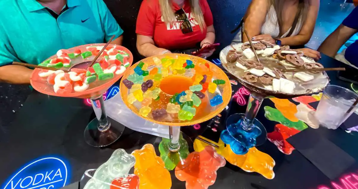 three martinis at the candy martini bar in las vegas 