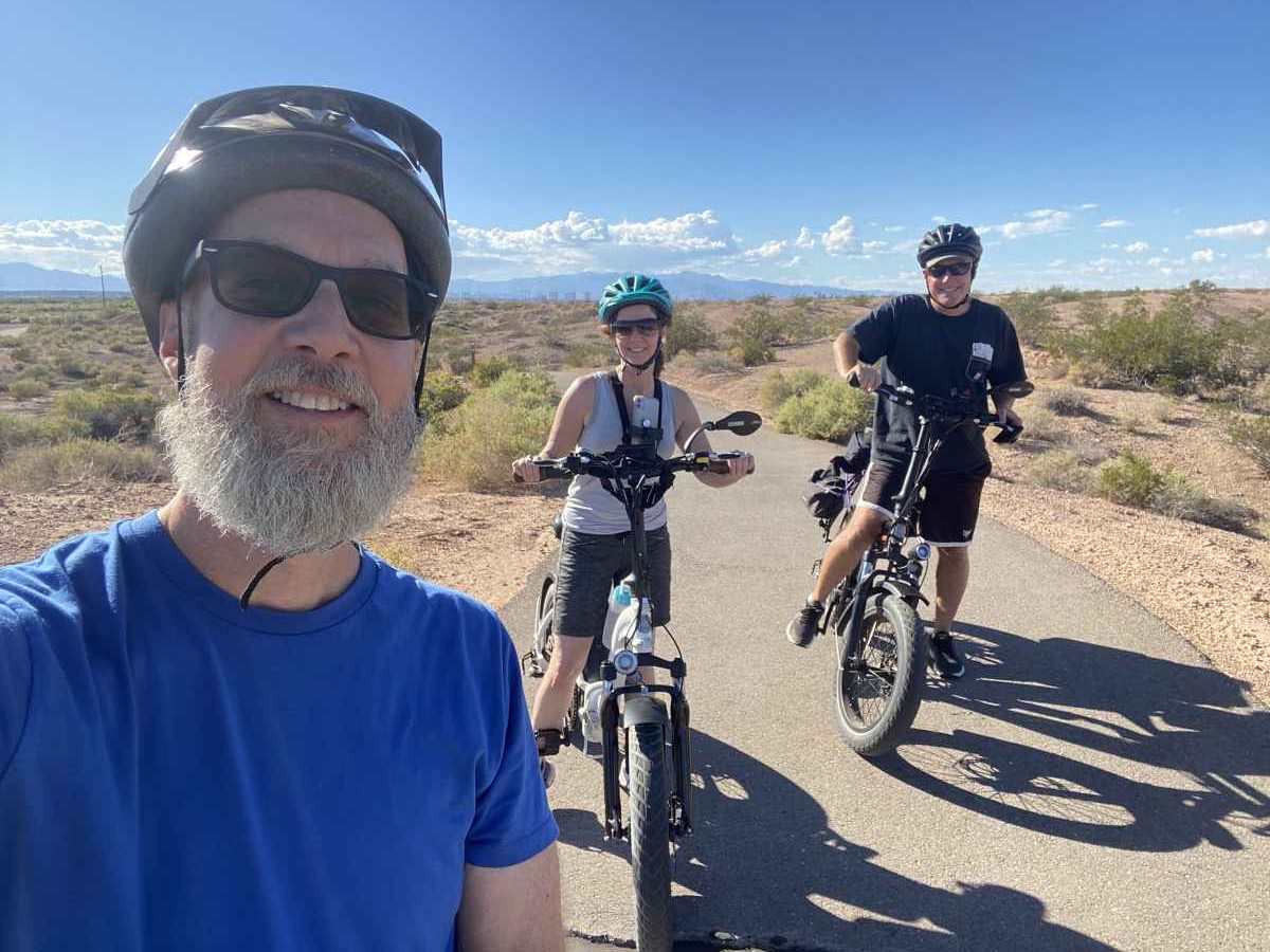 When hiking or biking in the desert surrounding Las Vegas, it's a good idea to check the wind conditions before heading out.