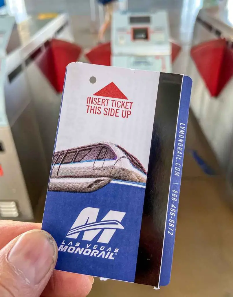 A Las Vegas monorail ticket