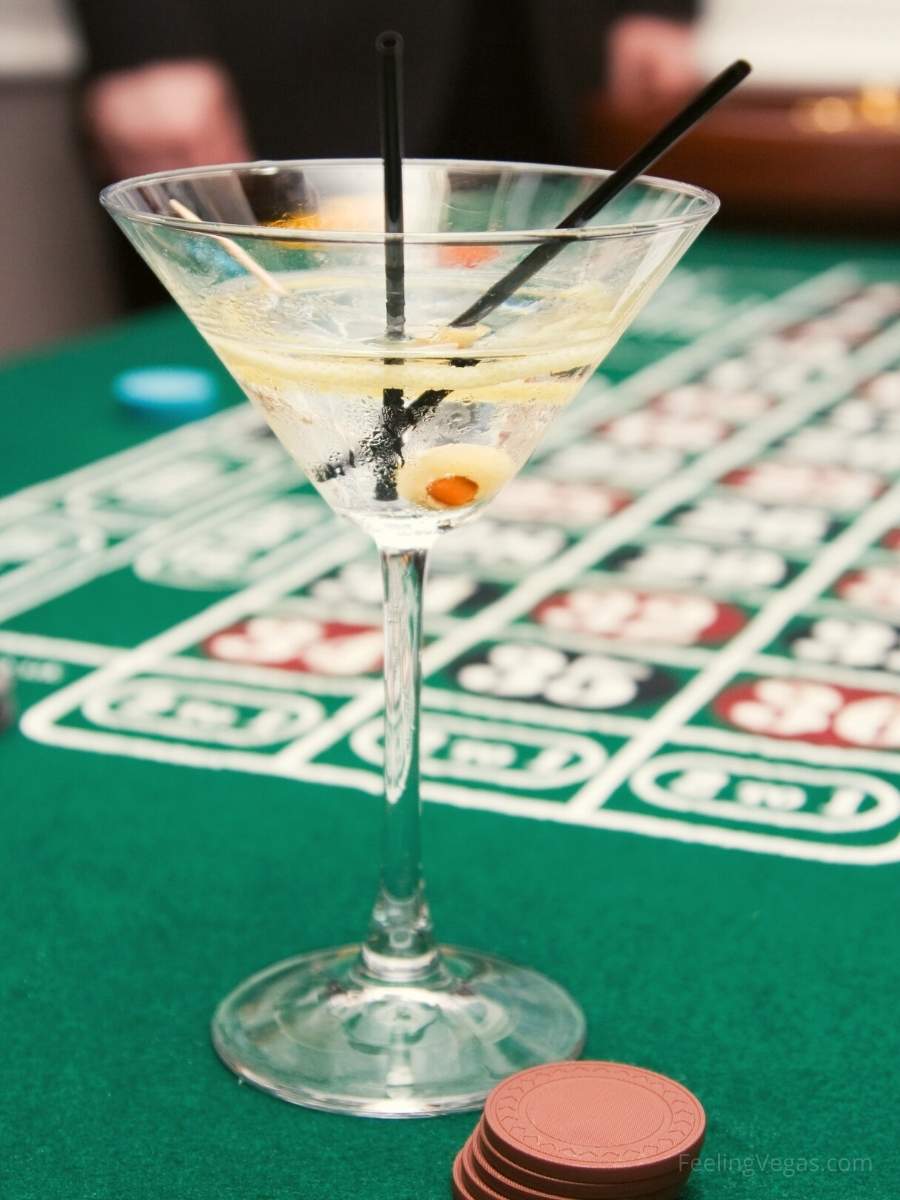 Martini on roulette table in Las Vegas