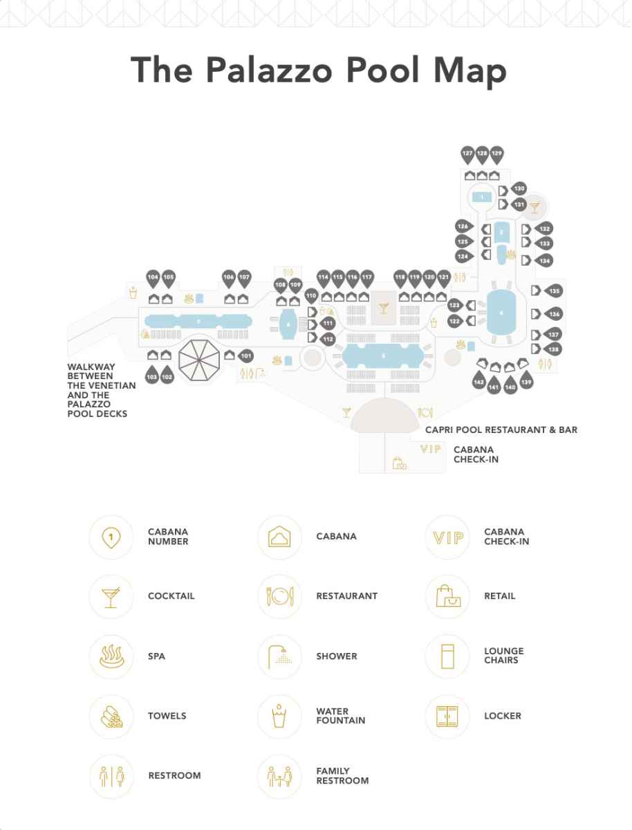Map of the Palazzo pool deck