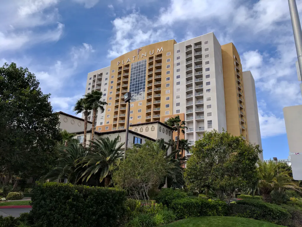 Every room at the Platinum Hotel in Las Vegas has a balcony