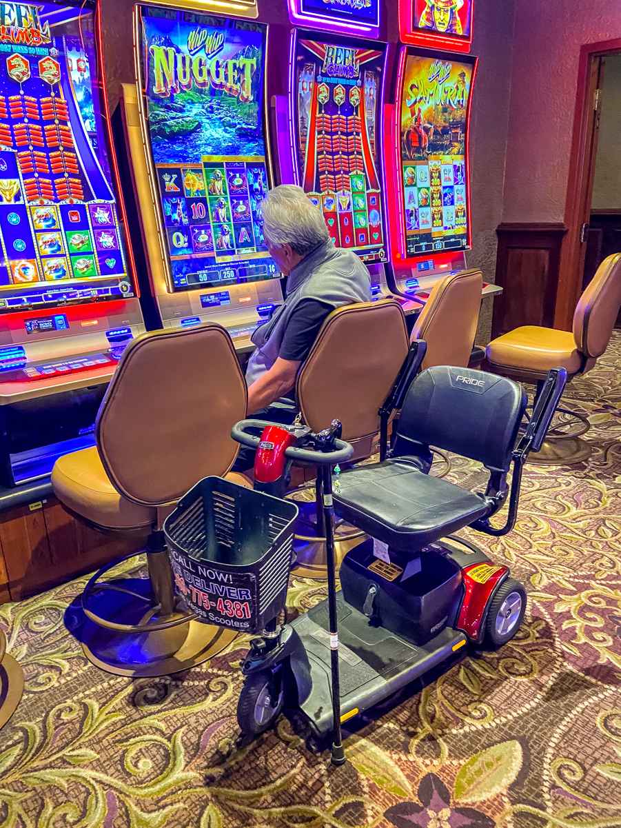 A rented mobility scooter in a Las Vegas casino