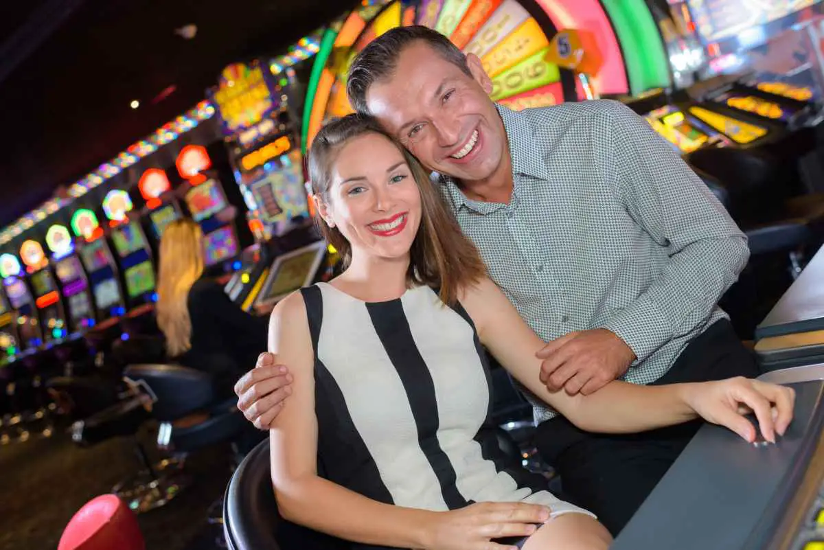 Couple dressed for nighttime in a Vegas casino