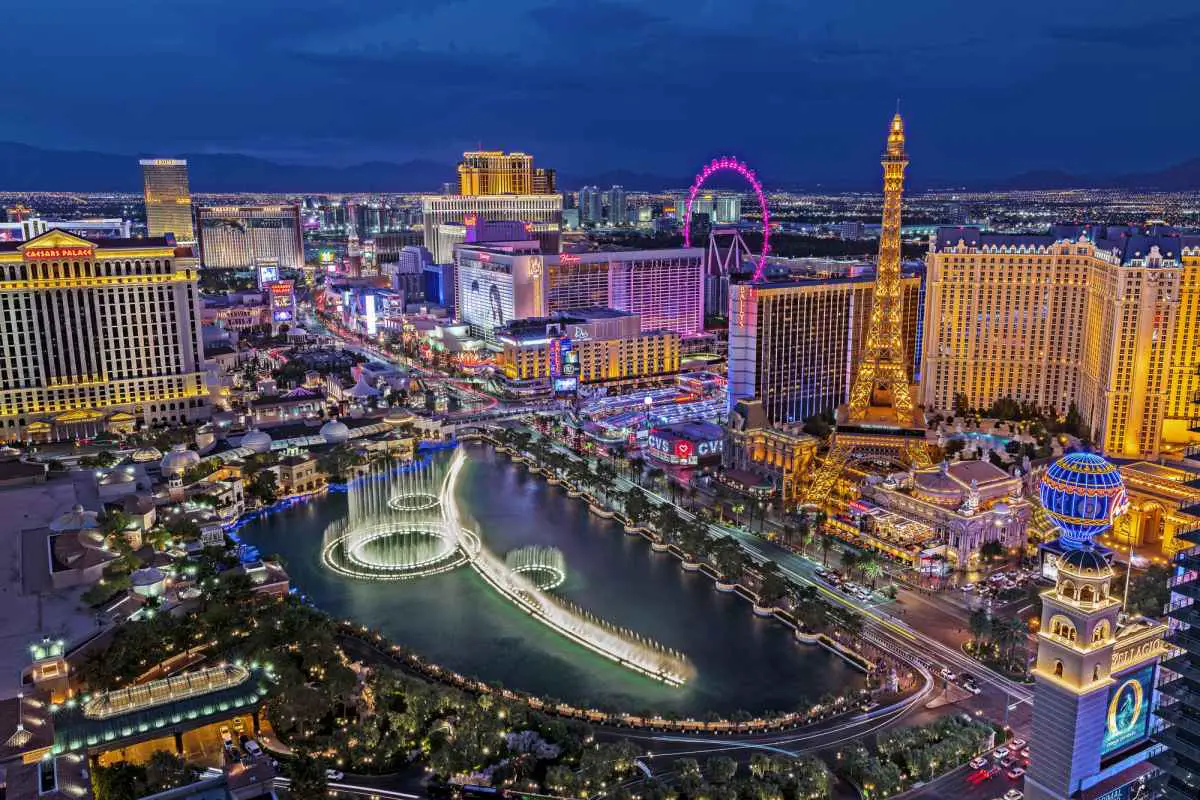 View of the Las Vegas Strip from a balcony at The Cosmopolitan