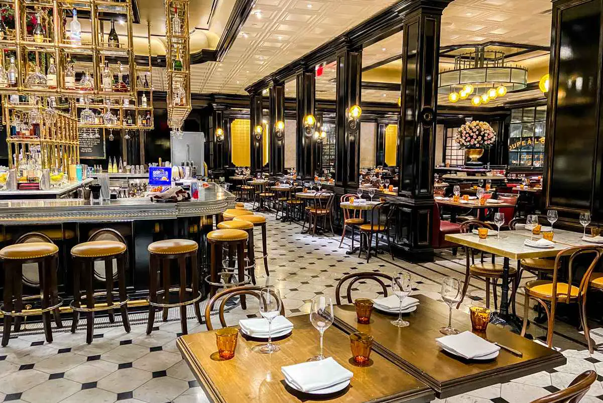 Inside the Bardot Brasserie dining room at Aria casino in Las Vegas