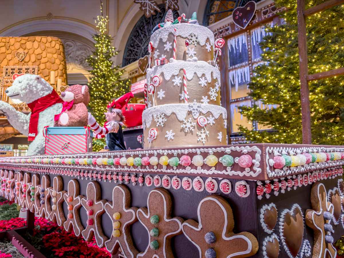 The Christmas displays at the Bellagio Conservatory are decorated with thousands of pieces of candy, Christmas 2022