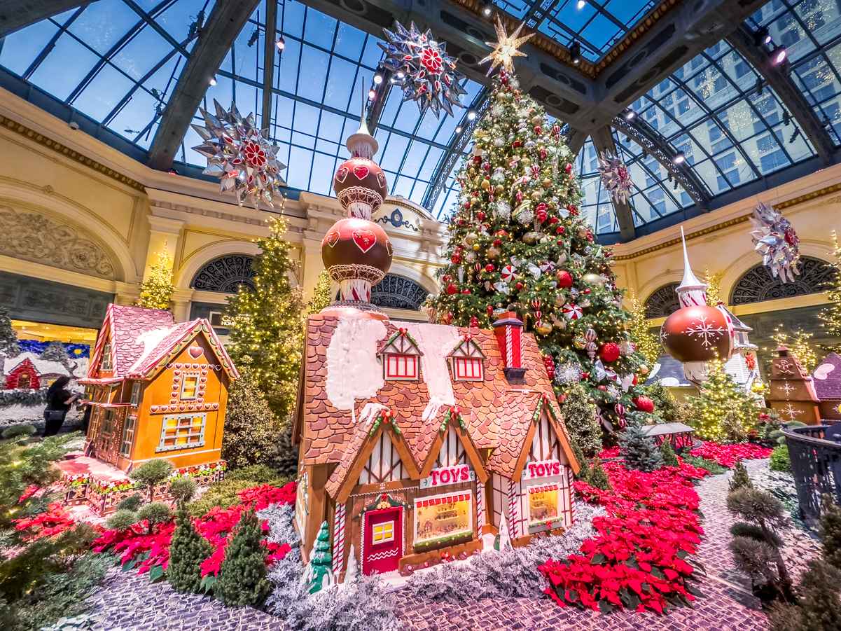 The toy store building at Bellagio Conservatory winter display 2022