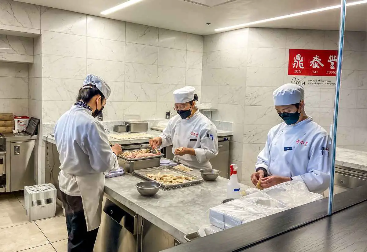 Food prep at Din Tai Fung