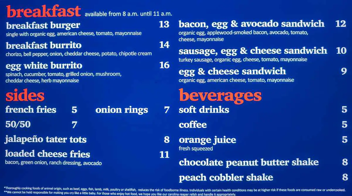 Where To Eat Breakfast at Aria Las Vegas (4 Best Spots) 5 Aria's Posh Burger breakfast menu