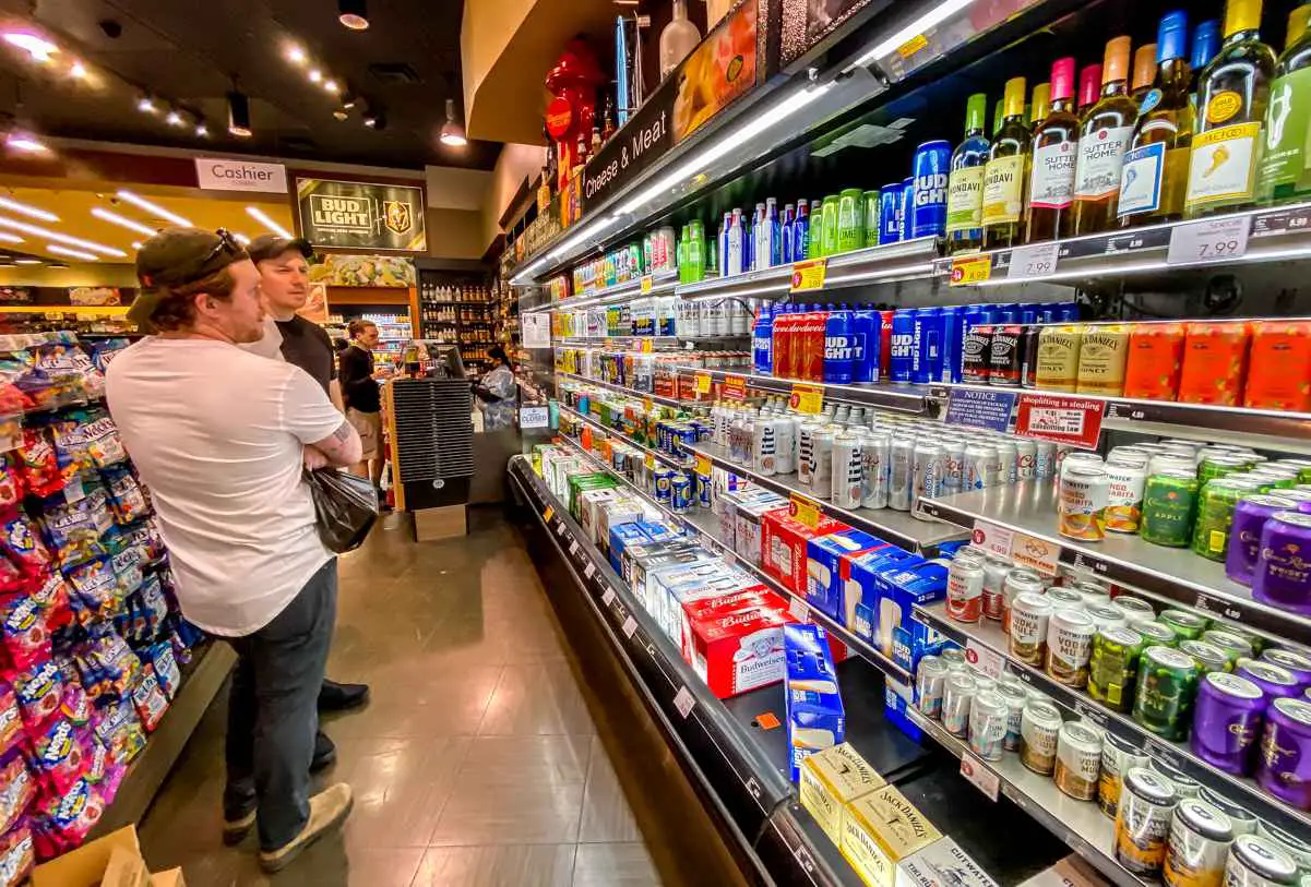 The refrigerated alcohol selection at ABC Store near Aria