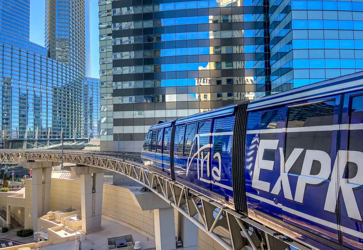Take the Aria Express Tram from Aria to Bellagio