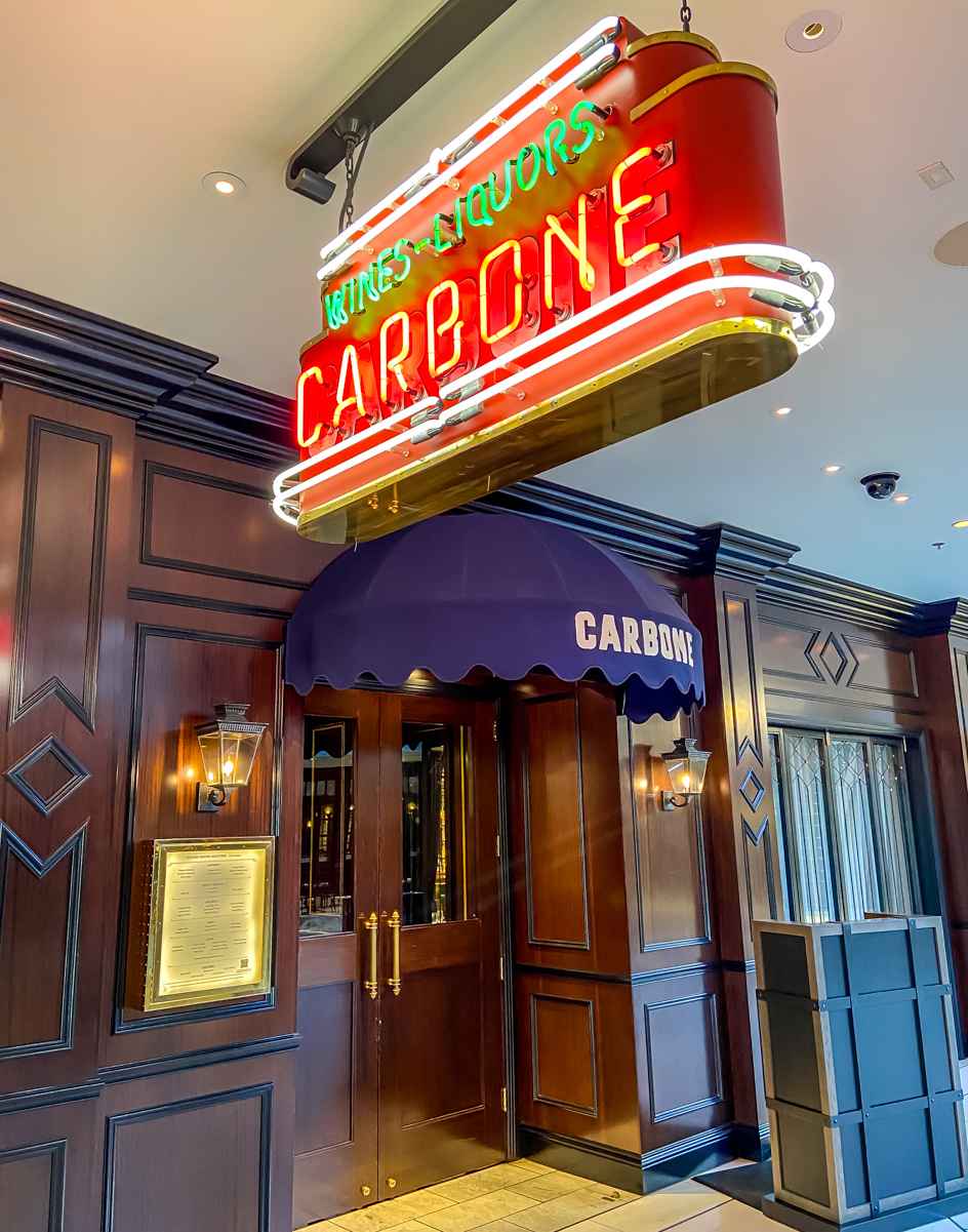 carbone italian restaurant at aria las vegas