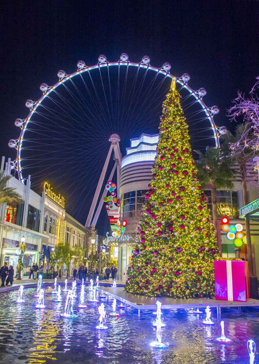 Christmas and holiday decorations at the LINQ Promenade in Las Vegas.