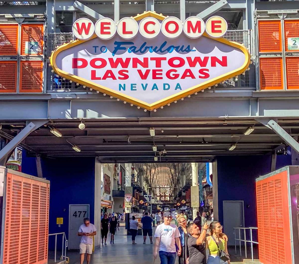 A welcome to Las Vegas sign in downtown that reads "Welcome to Fabulous Downtown Las Vegas"