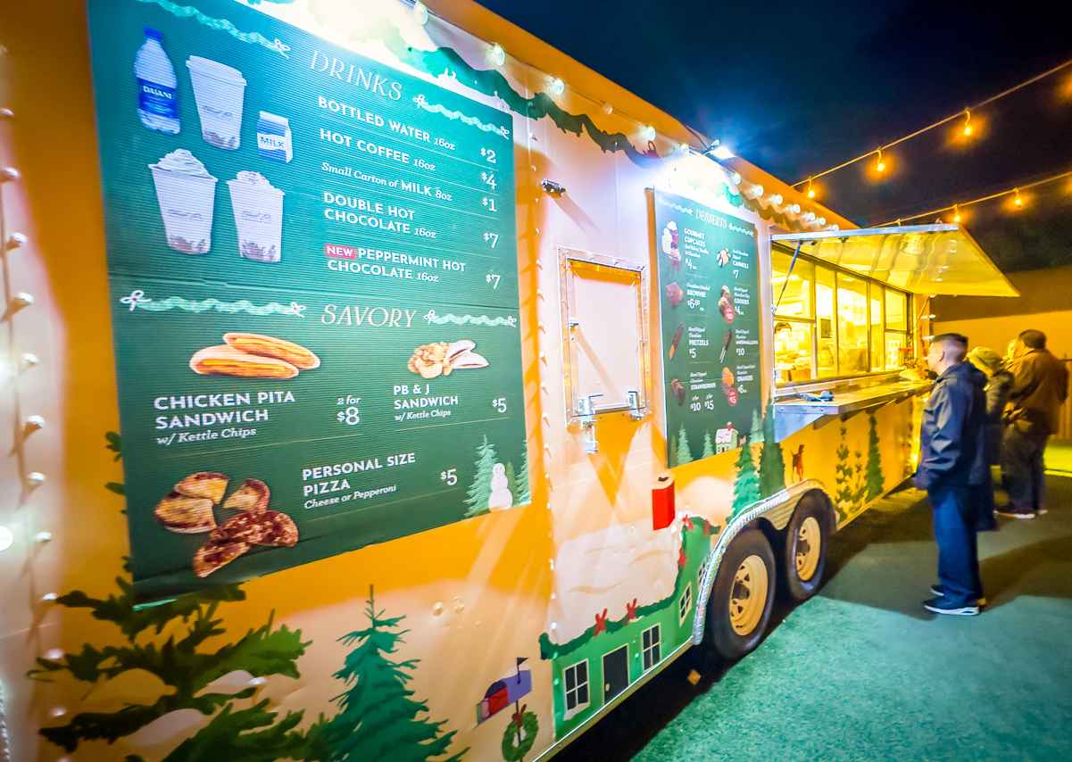 Food Truck at Ethel M Cactus Garden holiday lights