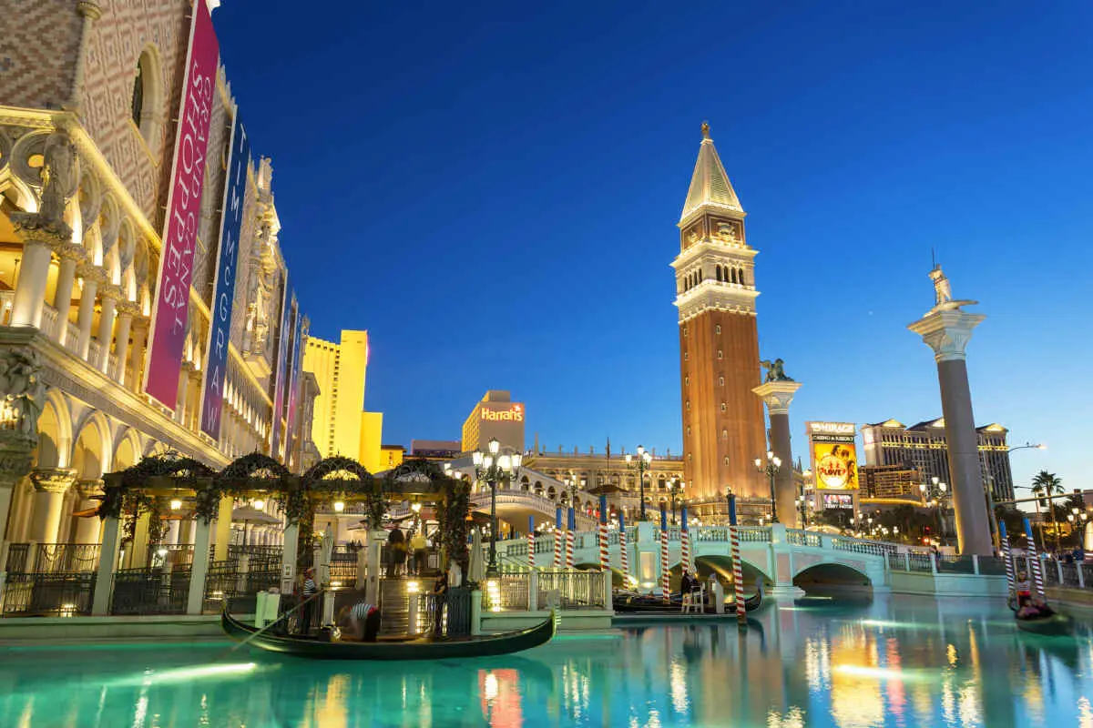 Gondola Ride Outside the Venetian at night