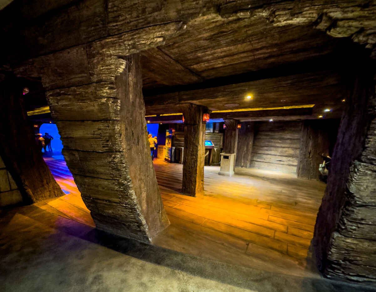 Inside the sunken ship at Mandalay Bay Aquarium is where the sharks are.