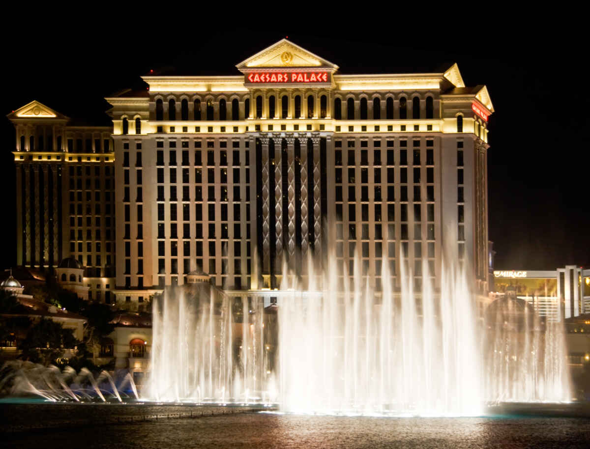 Augustus Tower and Bellagio Fountain