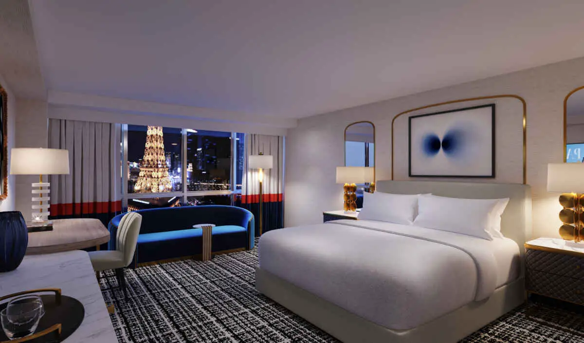 Rendering of standard room in the Versailles Tower at Paris Las Vegas.