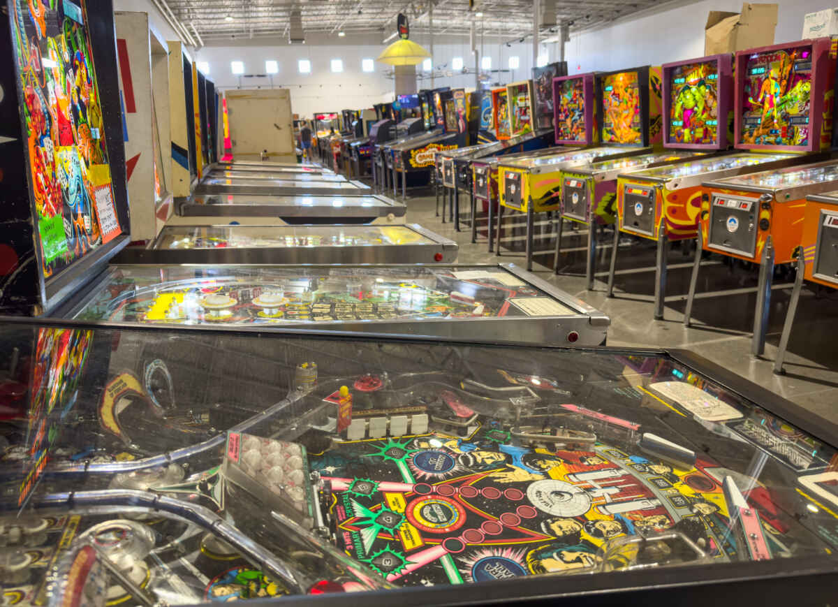 100s of machines at the Pinball Museum in Vegas.