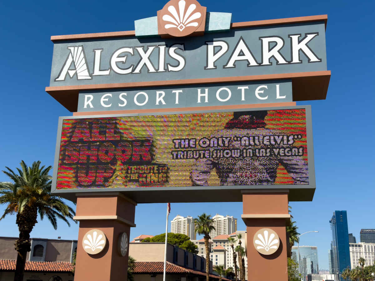 All Shook Up marquee in front of Alexis Park