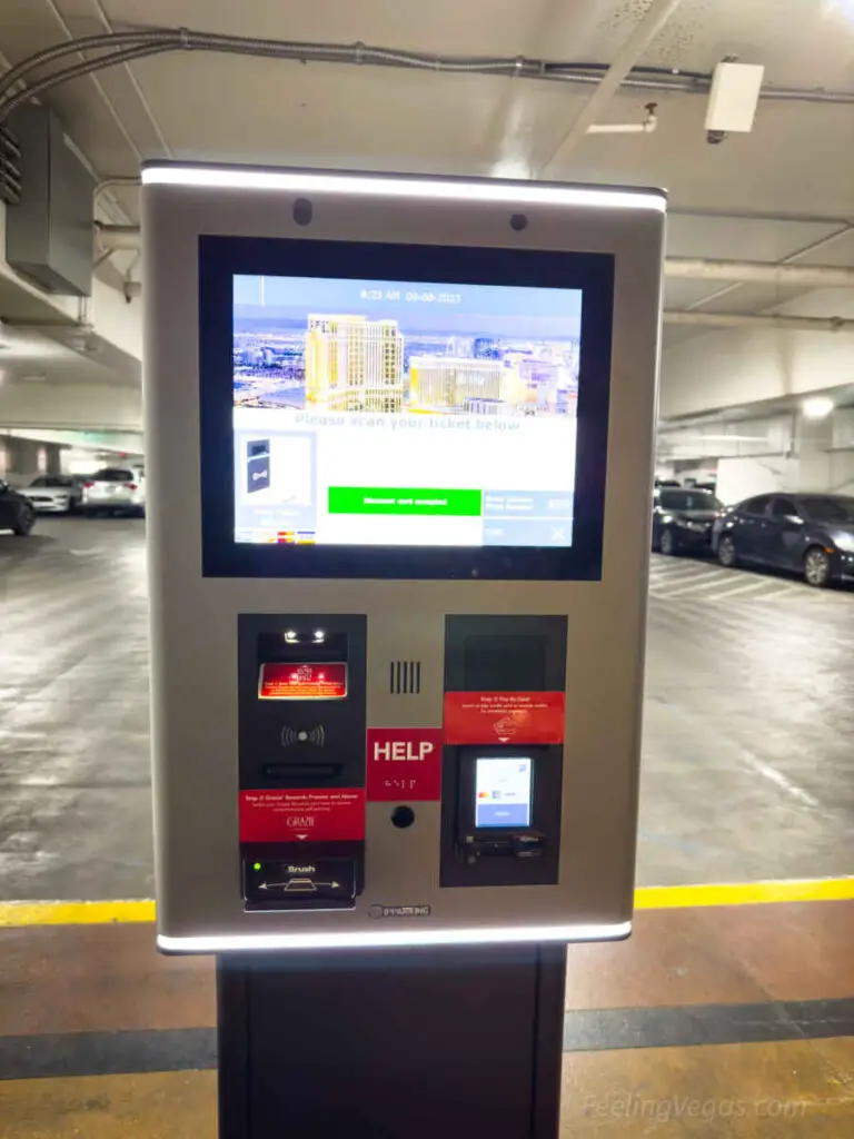 A payment kiosk inside the parking structure at The Venetian.