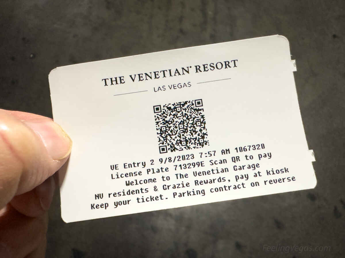 The Venetian resort parking ticket